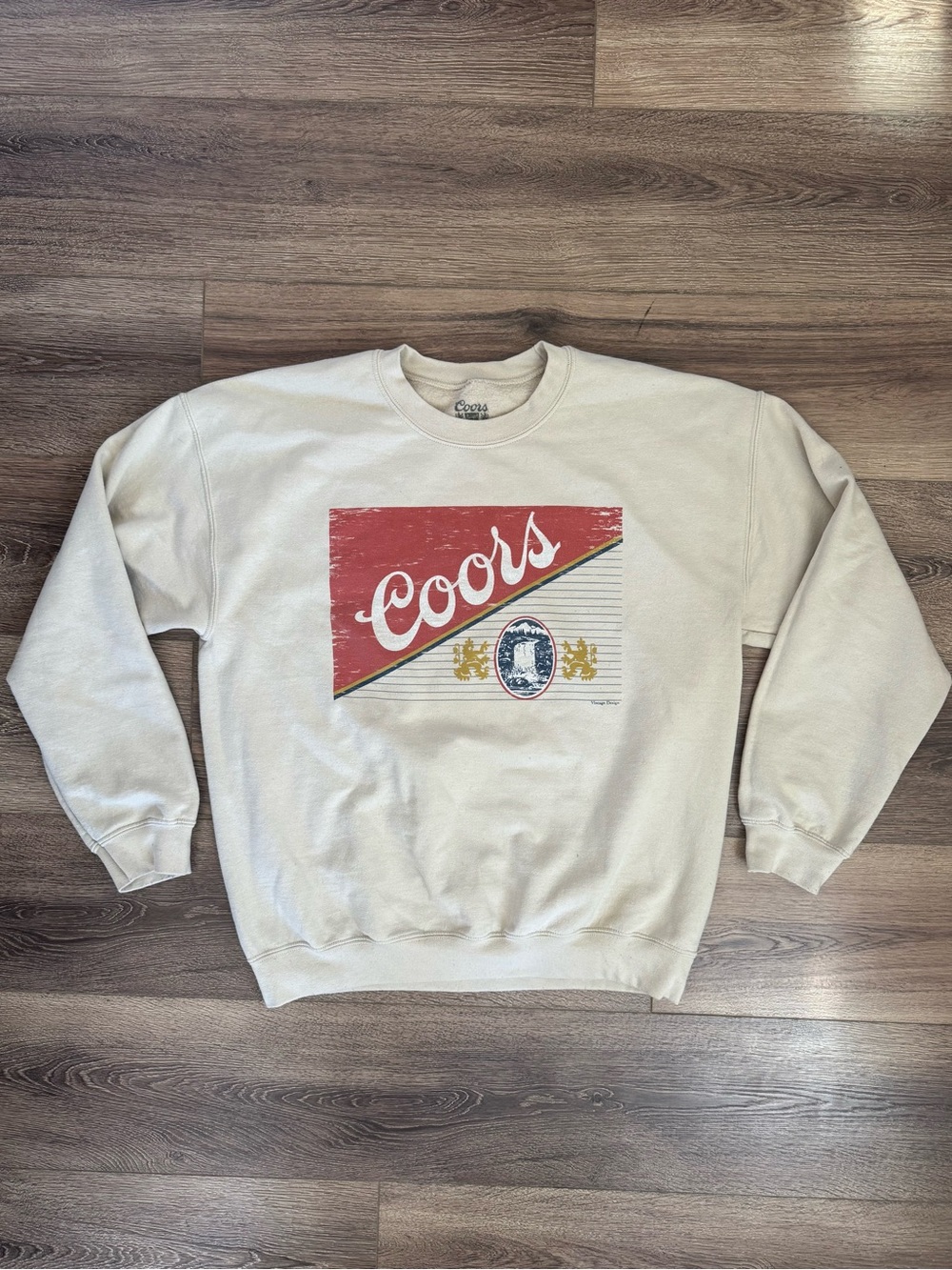 Coors Retro Graphic Crewneck Sweatshirt, Vintage Design, Cream